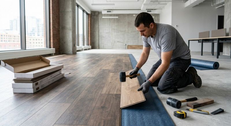 Our team working on Flooring Service projects in Waltham, MA